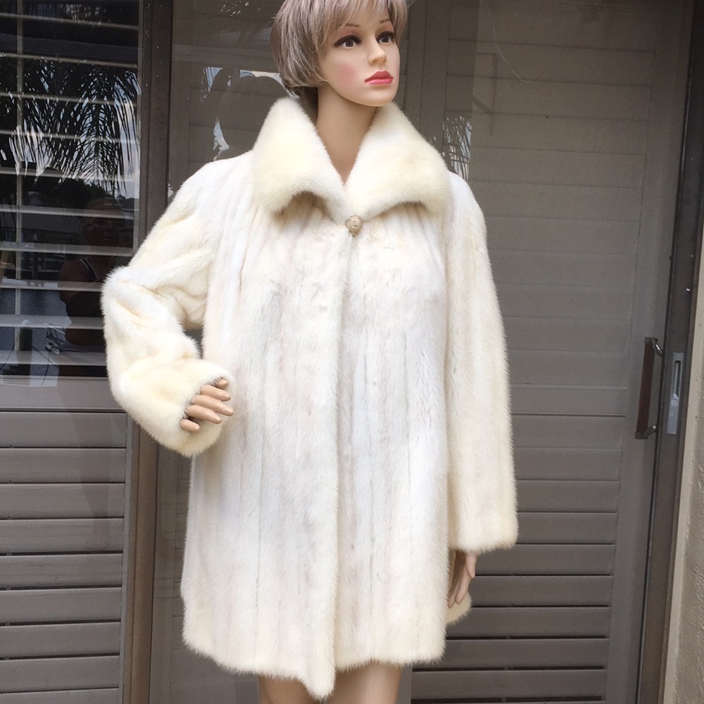 Mitchell’s furriers Baltimore real white mink coat